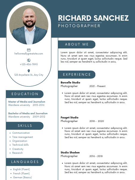 Grey White Modern Resume CV Template